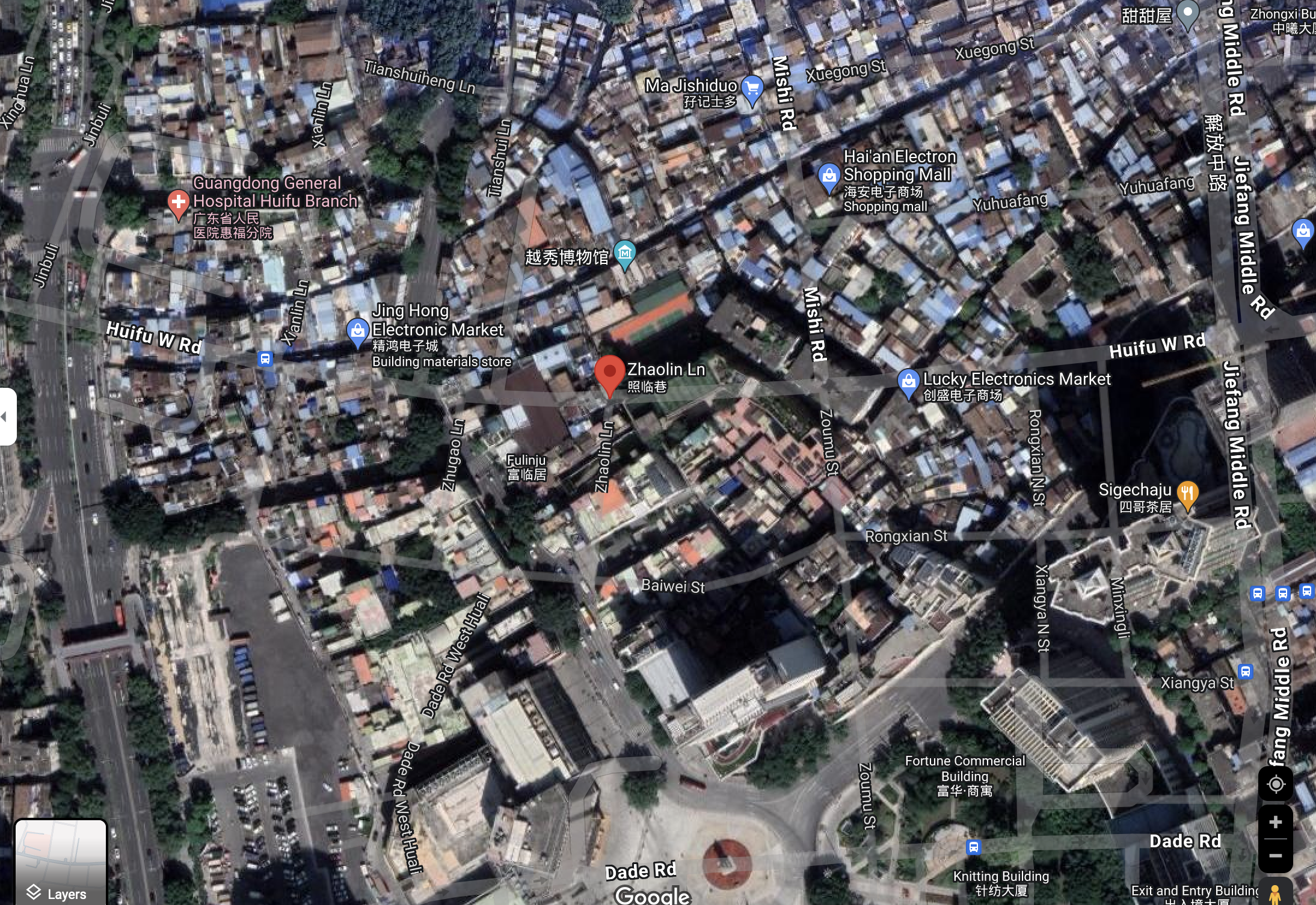 screenshot of Google Maps, where overlaid streets do not align with satellite imagery