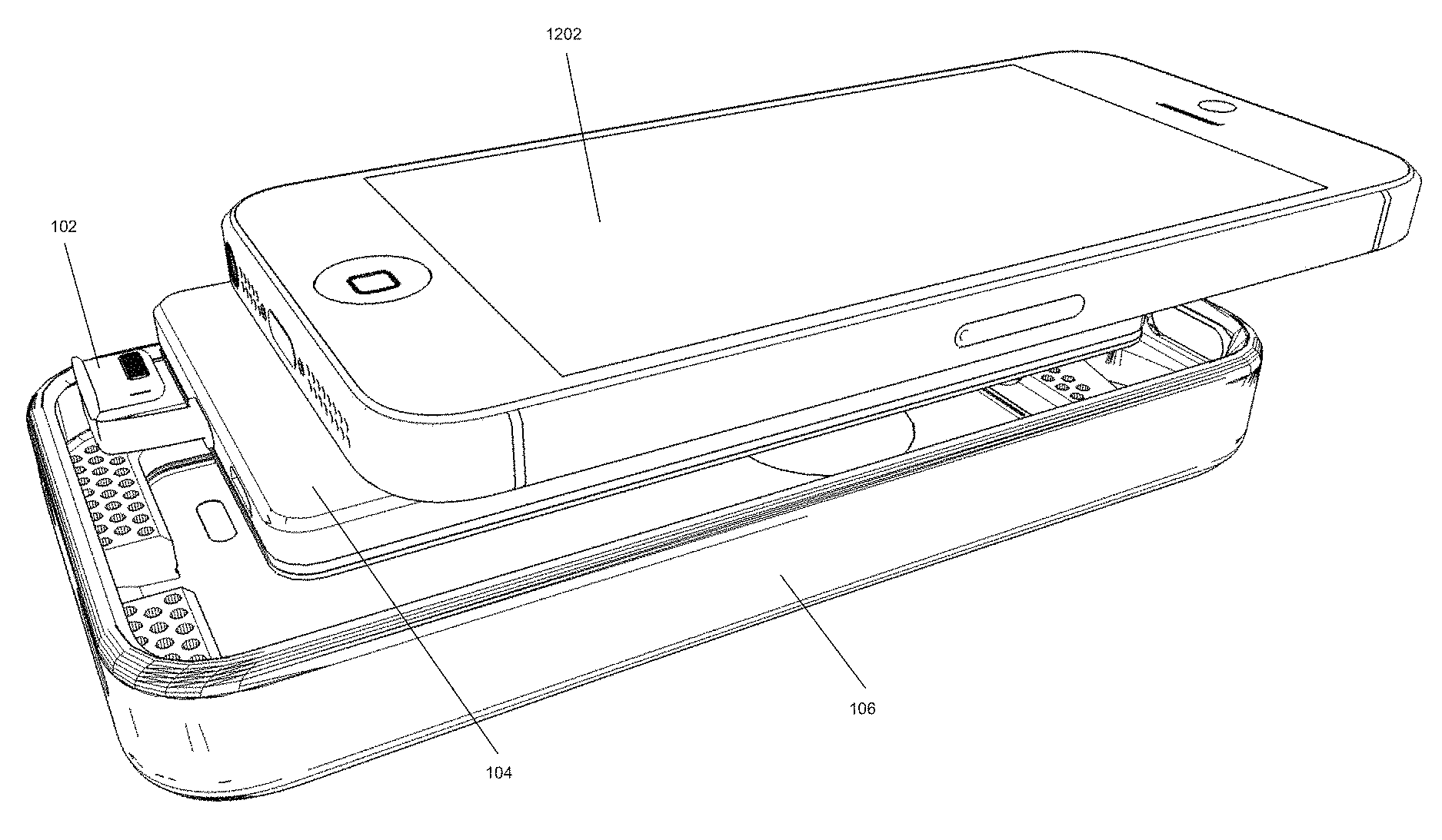 patent diagram for a phone case with battery module and phone