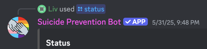 screenshot of Suicide Prevention Bot icon, with rainbow background